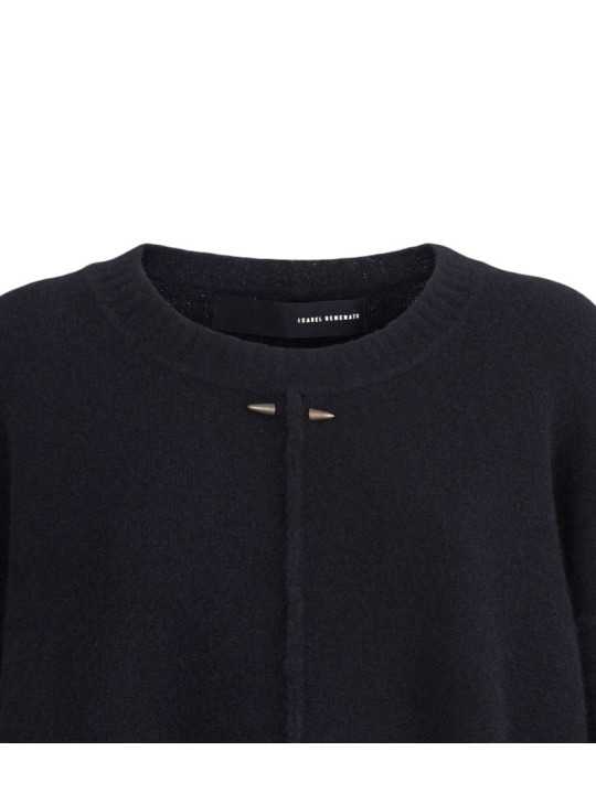 Pull col rond large over yack noir Isabel Benenato Femme DK13 01 vêtement mode boutique Strasbourg shop store détail