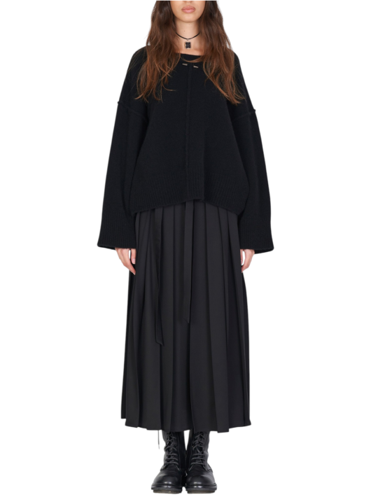Pull col rond large over yack noir Isabel Benenato Femme DK13 01 vêtement mode boutique Strasbourg shop store look