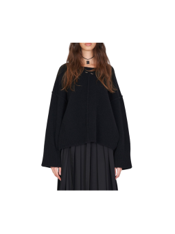 Pull col rond large over yack noir Isabel Benenato Femme DK13 01 vêtement mode boutique Strasbourg shop store front