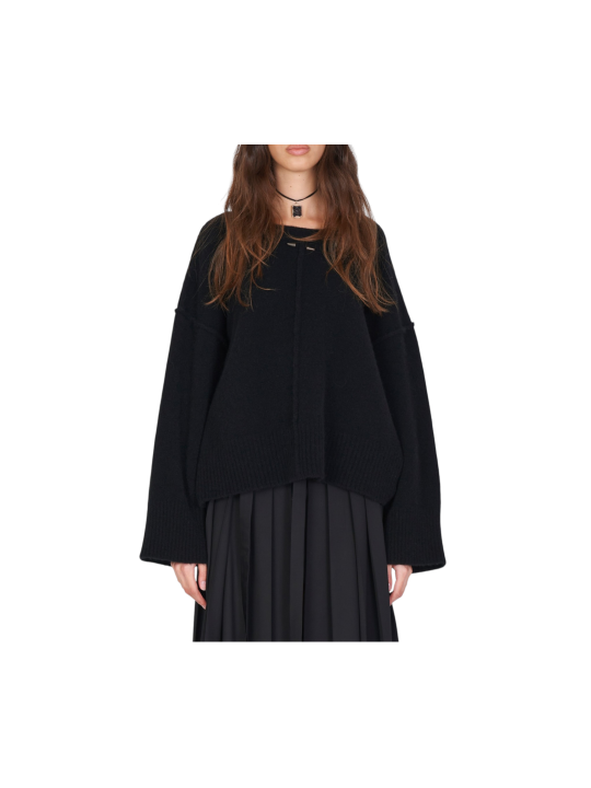 Pull col rond large over yack noir Isabel Benenato Femme DK13 01 vêtement mode boutique Strasbourg shop store front