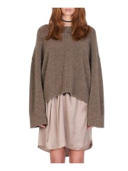 Pull col rond large over yack taupe Isabel Benenato Femme DK13 30 vêtement mode style shop store front