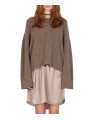 Pull col rond large over yack taupe Isabel Benenato Femme DK13 30 vêtement mode style shop store front