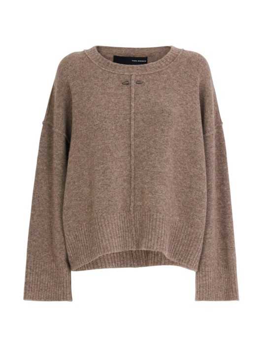 Pull col rond large over yack taupe Isabel Benenato Femme DK13 30 vêtement mode style shop store flat