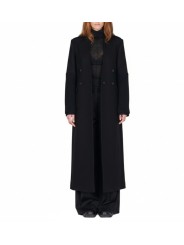 Manteau long officier noir manches bas maille Isabel Benenato Femme DW01 01 vêtement créateur mode shop boutique Strasbourg f