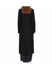 Manteau long officier noir manches bas maille Isabel Benenato Femme DW01 01 vêtement créateur mode shop boutique Strasbourg b