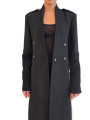 Manteau long officier noir manches bas maille Isabel Benenato Femme DW01 01 vêtement créateur mode shop boutique Strasbourg d