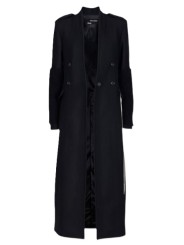 Manteau long officier noir manches bas maille Isabel Benenato Femme DW01 01 vêtement créateur mode shop boutique Strasbourg f