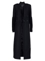 Manteau long officier noir manches bas maille Isabel Benenato Femme DW01 01 vêtement créateur mode shop boutique Strasbourg f