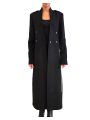 Manteau long officier noir manches bas maille Isabel Benenato Femme DW01 01 vêtement créateur mode shop boutique Strasbourg o