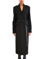 Manteau long officier noir manches bas maille Isabel Benenato Femme DW01 01 vêtement créateur mode shop boutique Strasbourg v