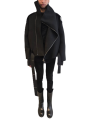 Blouson noir col yack ceinture Isabel Benenato Femme DW02 01 vêtement créateur mode boutique Strasbourg shop store look