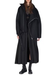 Blouson noir col yack ceinture Isabel Benenato Femme DW02 01 vêtement créateur mode boutique Strasbourg shop store look