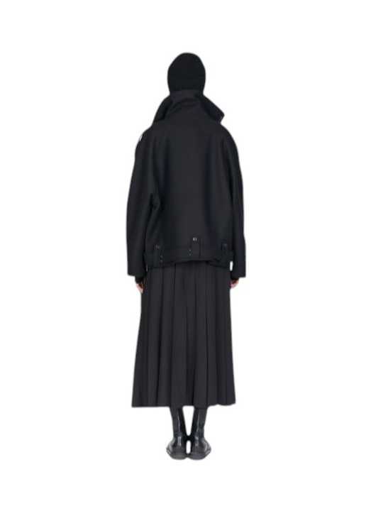 Blouson noir col yack ceinture Isabel Benenato Femme DW02 01 vêtement créateur mode boutique Strasbourg shop store dos