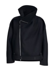 Blouson noir col yack ceinture Isabel Benenato Femme DW02 01 vêtement créateur mode boutique Strasbourg shop store style