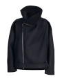 Blouson noir col yack ceinture Isabel Benenato Femme DW02 01 vêtement créateur mode boutique Strasbourg shop store flat