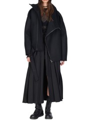 Blouson noir col yack ceinture Isabel Benenato Femme DW02 01 vêtement créateur mode boutique Strasbourg shop store vue