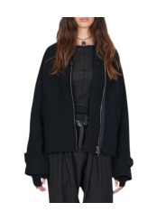 Blouson court col v noir yack dos Isabel Benenato Femme DW42 01 vêtement créateur mode boutique Strasbourg shop front