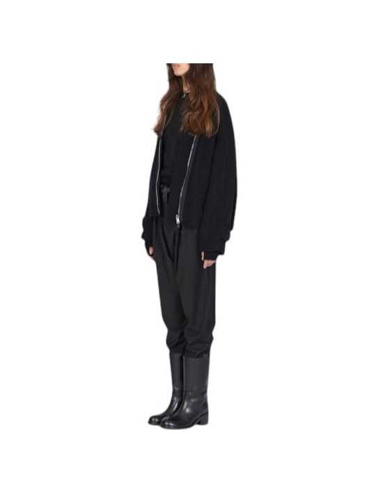 Blouson court col v noir yack dos Isabel Benenato Femme DW42 01 vêtement créateur mode boutique Strasbourg shop profil