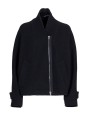 Blouson court col v noir yack dos Isabel Benenato Femme DW42 01 vêtement créateur mode boutique Strasbourg shop flat