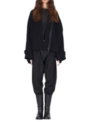 Blouson court col v noir yack dos Isabel Benenato Femme DW42 01 vêtement créateur mode boutique Strasbourg shop style
