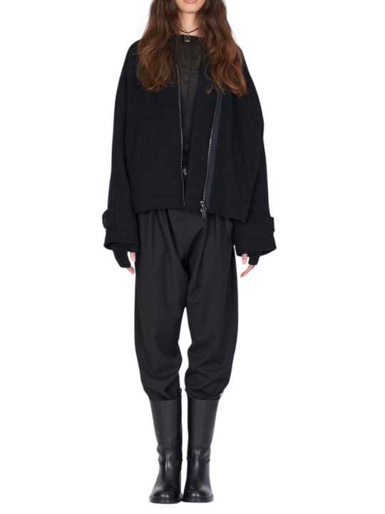 Blouson court col v noir yack dos Isabel Benenato Femme DW42 01 vêtement créateur mode boutique Strasbourg shop style