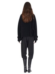 Blouson court col v noir yack dos Isabel Benenato Femme DW42 01 vêtement créateur mode boutique Strasbourg shop dos