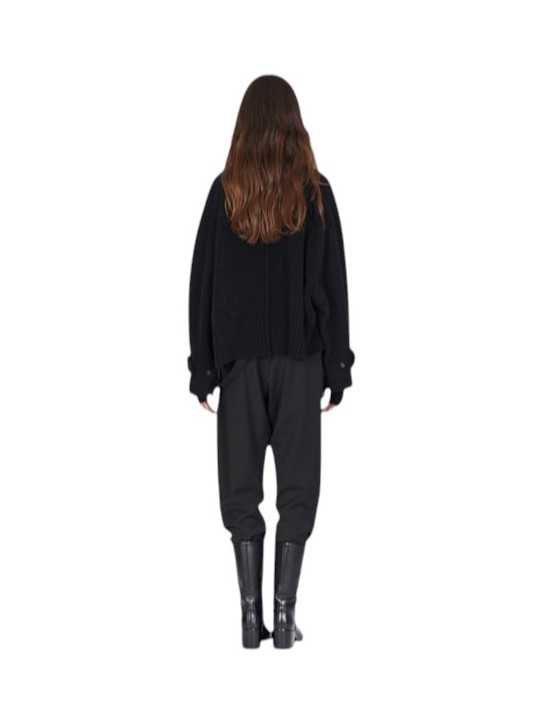 Blouson court col v noir yack dos Isabel Benenato Femme DW42 01 vêtement créateur mode boutique Strasbourg shop dos