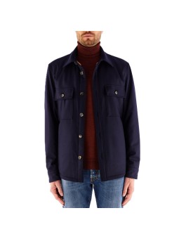 VESTE LAINE NAVY DOUBLURE ECO SHIRLING BEIGE 3679 RW JACOB COHEN HOMME face