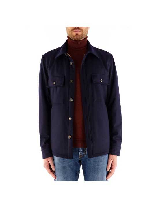 VESTE LAINE NAVY DOUBLURE ECO SHIRLING BEIGE 3679 RW JACOB COHEN HOMME face 2