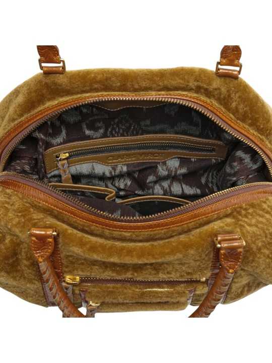Sac 24H Roger XS peau lainé cuir glacé sienna tabac 4614 ROGER XS SIENA PEAU LAINEE BOUTIQUE STRASBOURG ACCESSOIRE in
