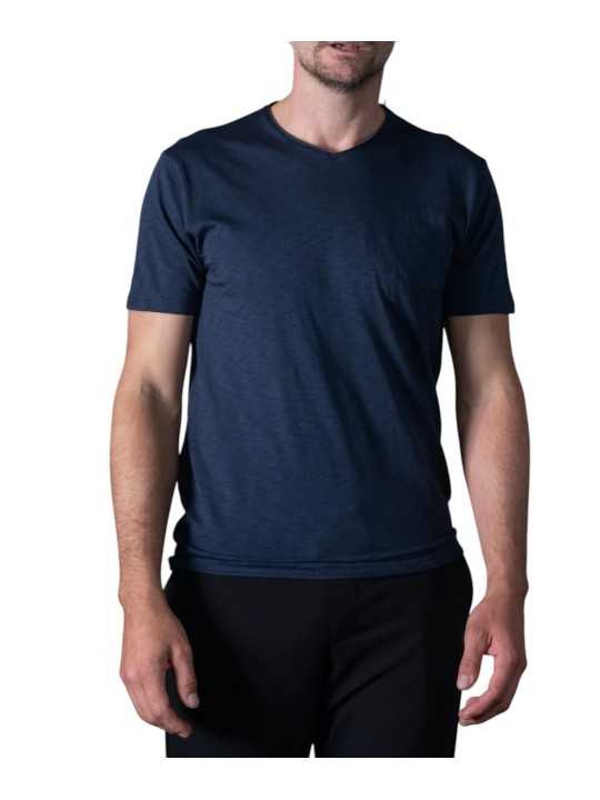 T-shirt Milo flammé col v bleu Odyssee coton Pima Anonym Homme vêtement mode cool boutique Strasbourg shop store look