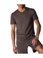 T-shirt Milo flammé moka café col v coton Pima Anonym Homme vêtement mode cool boutique Strasbourg shop store front