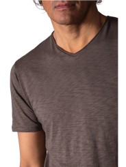 T-shirt Milo flammé moka café col v coton Pima Anonym Homme vêtement mode cool boutique Strasbourg shop store détail