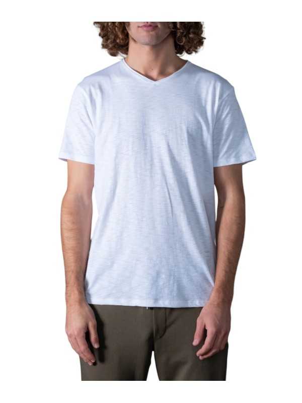 T-shirt Milo flammé Blanc col v manches courtes coton Pima Anonym Homme vêtement mode cool boutique Strasbourg shop store front