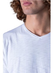 TSHIRT MILO FLAMME COL V BLANC MANCHES COURTES COTON PIMA ANONYM HOMME Strasbourg