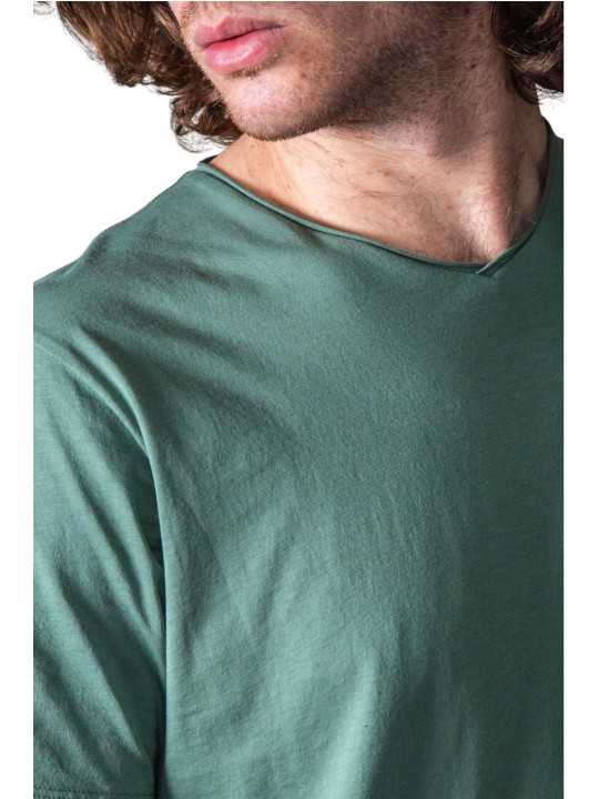 T-shirt Milo vert Forest col v coton Pima Anonym Homme vêtement mode cool boutique Strasbourg shop store détail