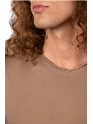 T-shirt Milo capuccino col v coton pima Anonym homme vêtement mode cool boutique Strasbourg shop store détail