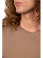 T-shirt Milo capuccino col v coton pima Anonym homme vêtement mode cool boutique Strasbourg shop store détail