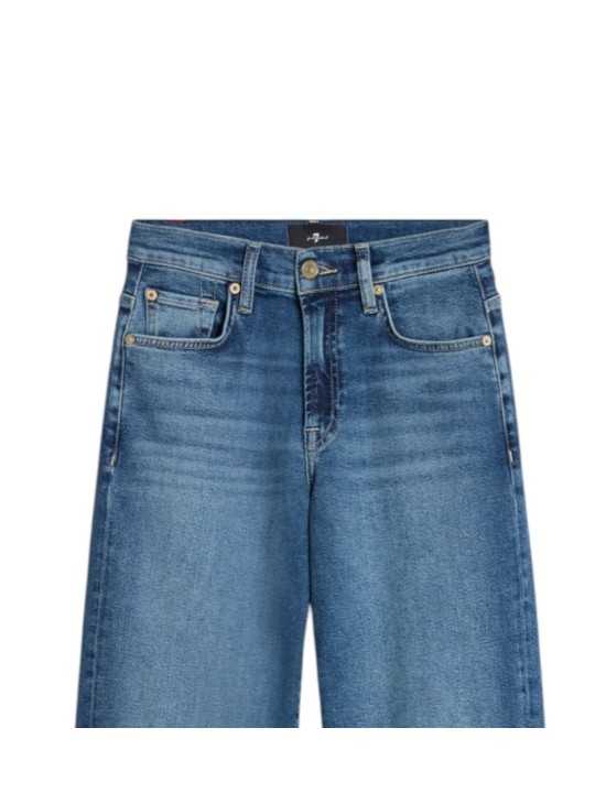 Jeans droit Stovepipe taille haute toile souple denim délavé 7 For All Mankind 7U4N0120 3NP boutique Strasbourg vêtement shop fa