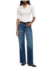 Jeans droit Stovepipe taille haute toile souple denim délavé 7 For All Mankind 7U4N0120 3NP boutique Strasbourg vêtement shop l