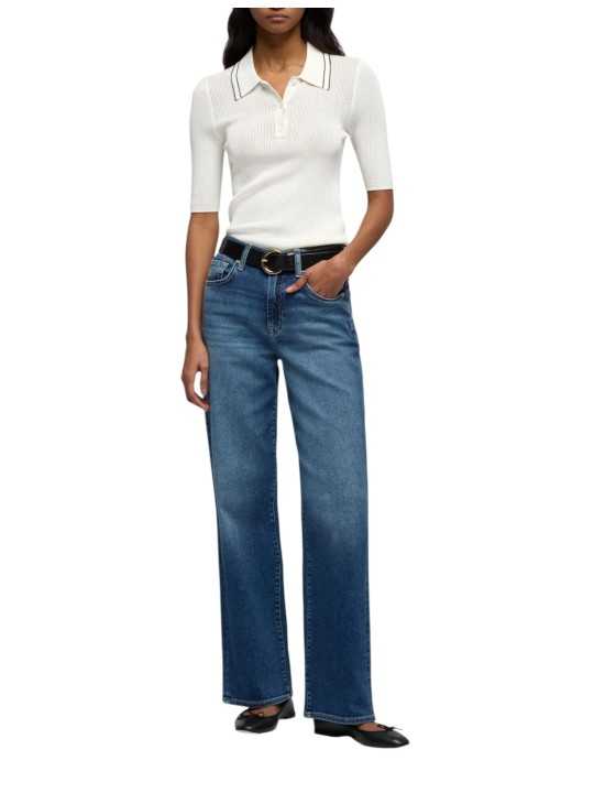 Jeans droit Stovepipe taille haute toile souple denim délavé 7 For All Mankind 7U4N0120 3NP boutique Strasbourg vêtement shop l