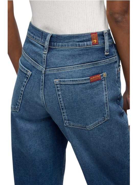 Jeans droit Stovepipe taille haute toile souple denim délavé 7 For All Mankind 7U4N0120 3NP boutique Strasbourg vêtement shop ba