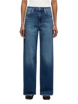 Jeans droit Stovepipe taille haute toile souple denim délavé 7 For All Mankind 7U4N0120 3NP boutique Strasbourg vêtement shop