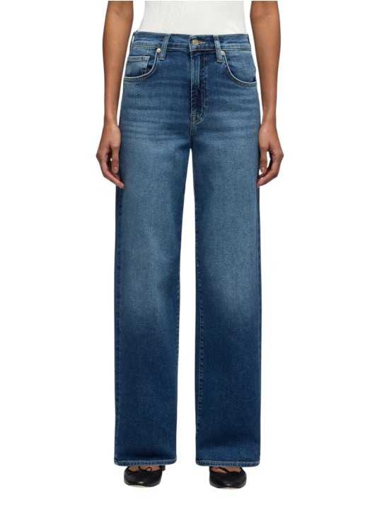 Jeans droit Stovepipe taille haute toile souple denim délavé 7 For All Mankind 7U4N0120 3NP boutique Strasbourg vêtement shop