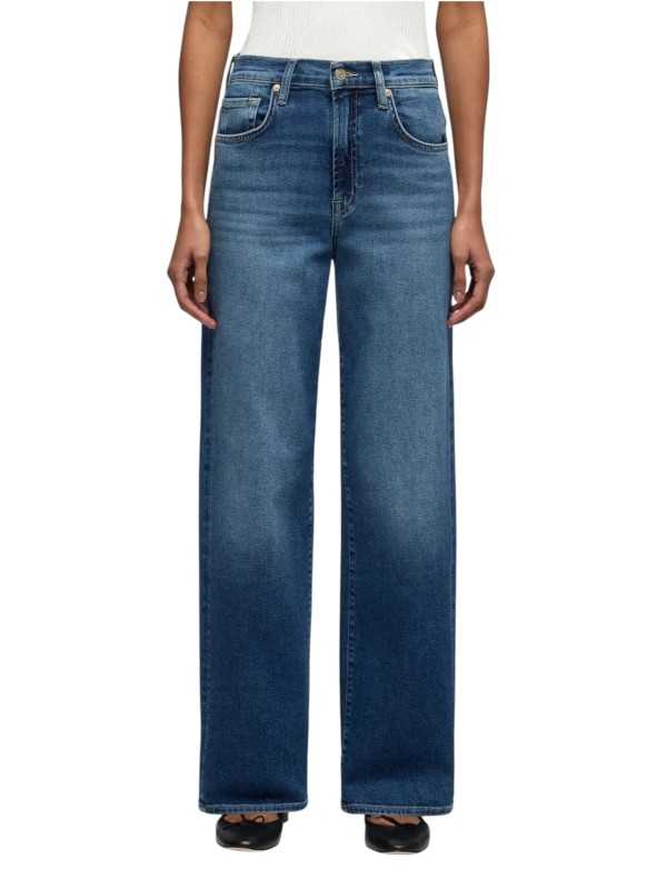 Jeans droit Stovepipe taille haute toile souple denim délavé 7 For All Mankind 7U4N0120 3NP boutique Strasbourg vêtement shop