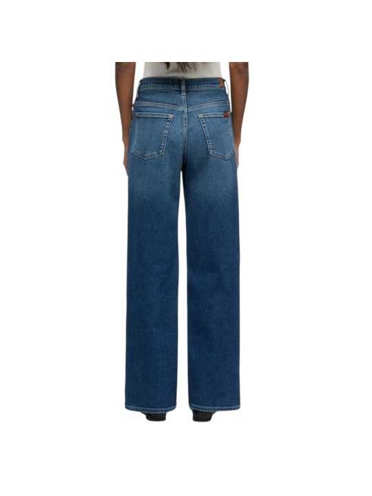 Jeans droit Stovepipe taille haute toile souple denim délavé 7 For All Mankind 7U4N0120 3NP boutique Strasbourg vêtement shop