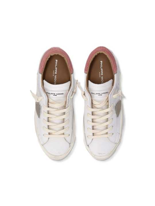 Sneakers Paris cuir blanc spoiler rose Philippe Model Femme PRLD VD05 Strasbourg boutique shop store online baskets vue