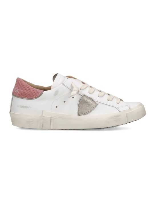 Sneakers Paris cuir blanc spoiler rose Philippe Model Femme PRLD VD05 Strasbourg boutique shop store online baskets face