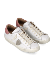 Sneakers Paris cuir blanc spoiler rose Philippe Model Femme PRLD VD05 Strasbourg boutique shop store online baskets front look