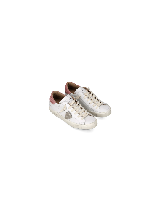 Sneakers Paris cuir blanc spoiler rose Philippe Model Femme PRLD VD05 Strasbourg boutique shop store online baskets front look